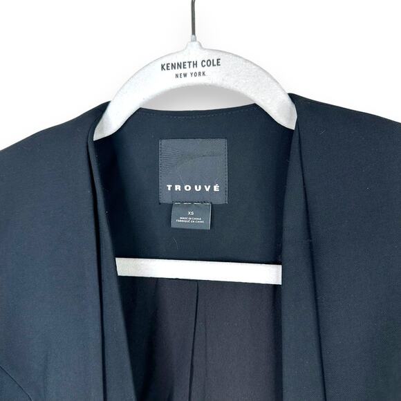 Trouve Nordstrom Black Pleated Flowy Chiffon Ethereal Back Open Jacket Blazer XS - Picture 9 of 10